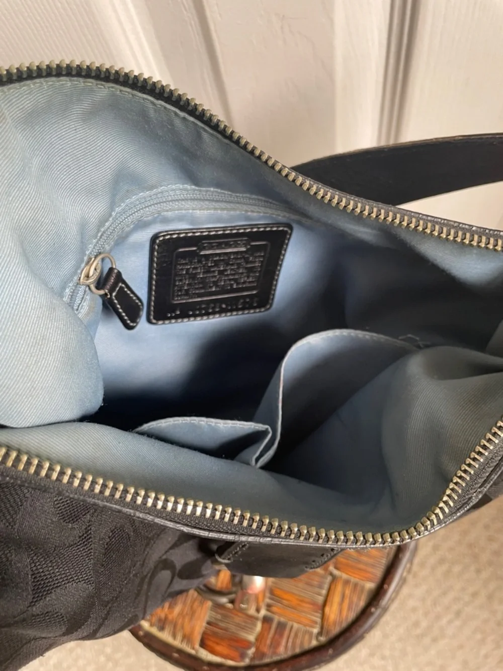 Coach Black Signature Hobo Boho Preppy Shoulder Bag